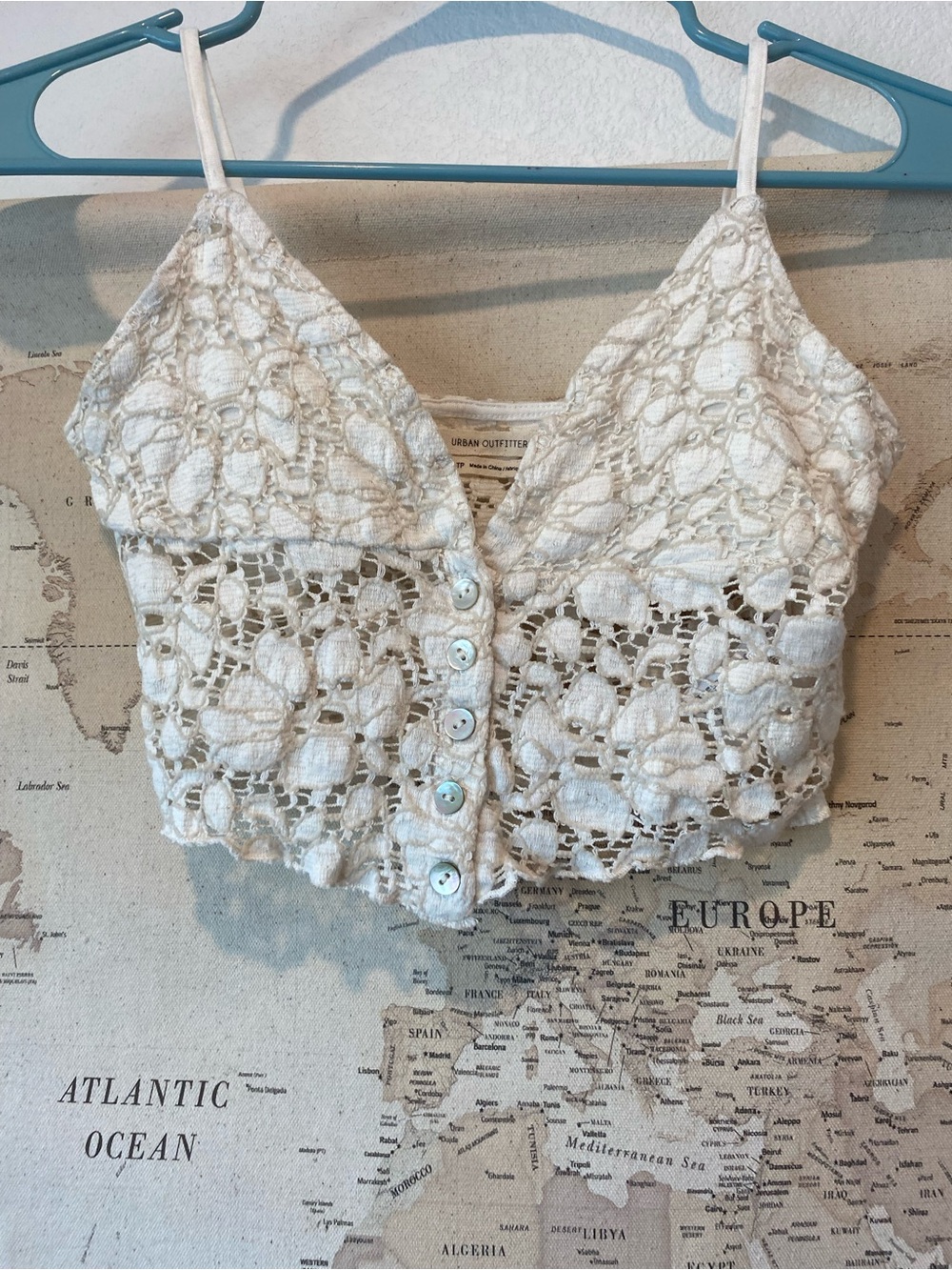 Urban Outfitters Cream Crochet Lace Crop Top
